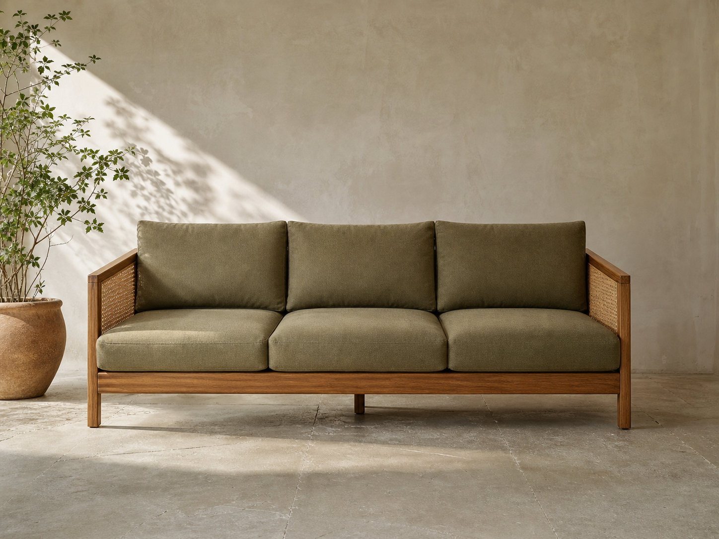 Vanam Cane & Teak Sofa